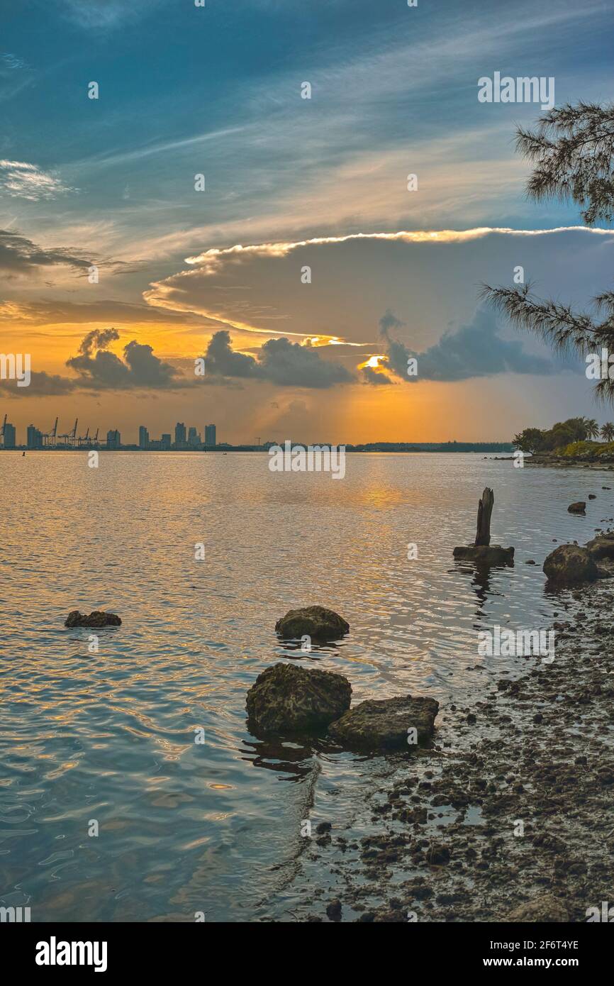 Biscayne Bay Sunrise. Miami. Florida. USA. Stock Photo