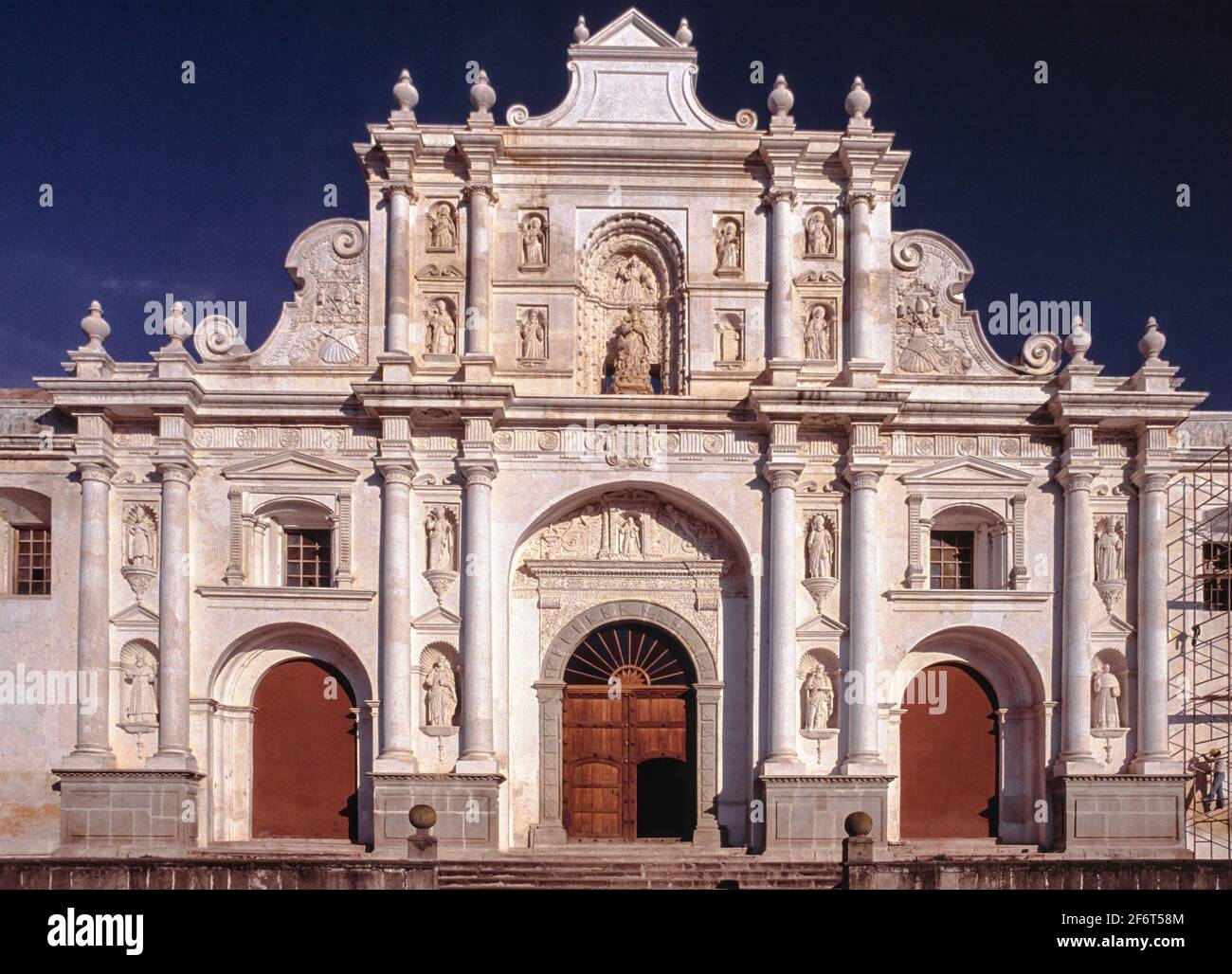 The Cathedral. St. James Cathedral. San Joseph Parish. Antigua. Guatemala.Antigua Guatemala Cathedral is a Roman Catholic church in Antigua Stock Photo
