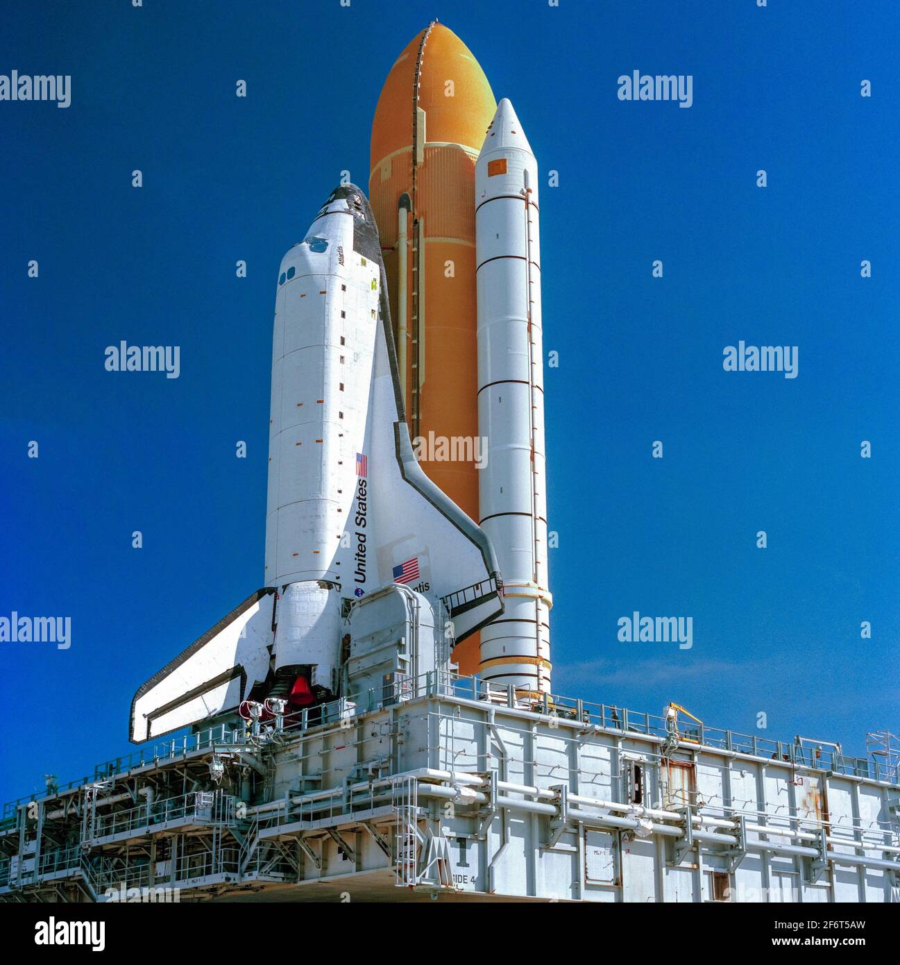 Shuttle ''Atlantis'' Roll-out. NASA. Florida. USA. Stock Photo