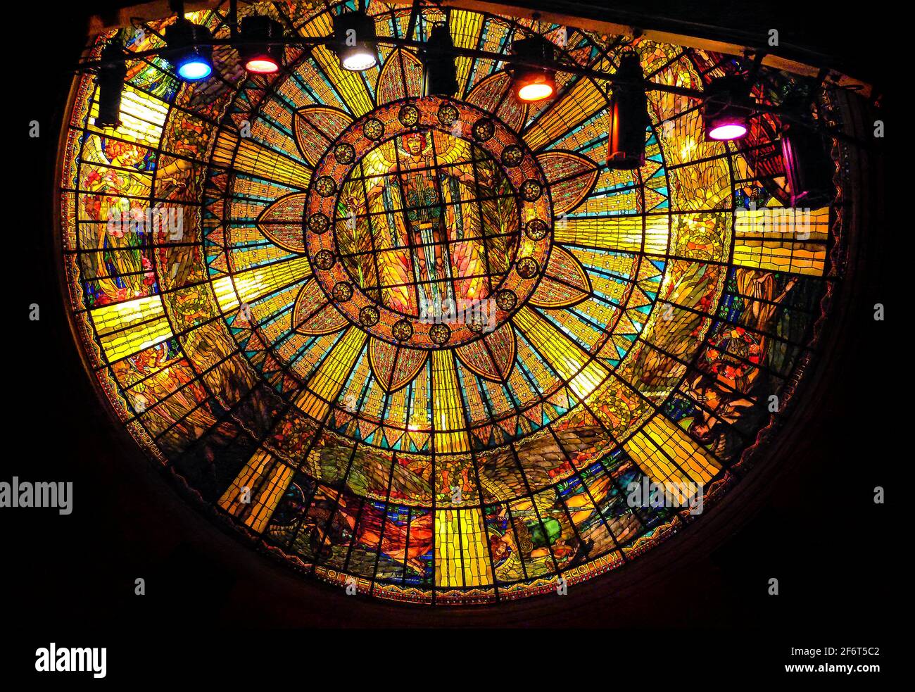 Detail of the Ceiling. Palacio de Bellas Artes. Mexico City. Mexico. Stock Photo