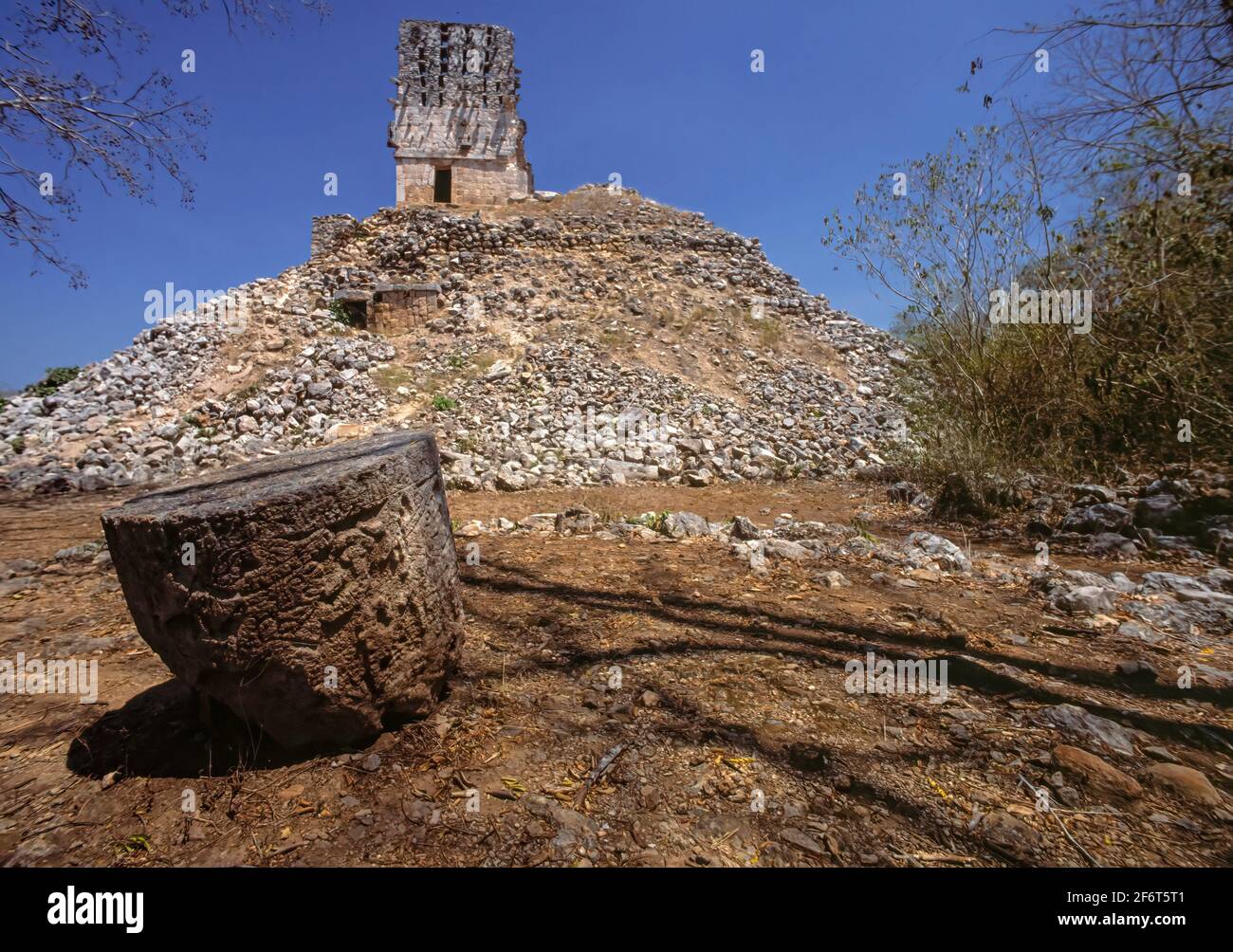 '''''El Mirador'' Temple- Pyramid. Labna, a pyramid-like structure surmounted by a temple. Also on the site is the Temple of the Columns.The Stock Photo
