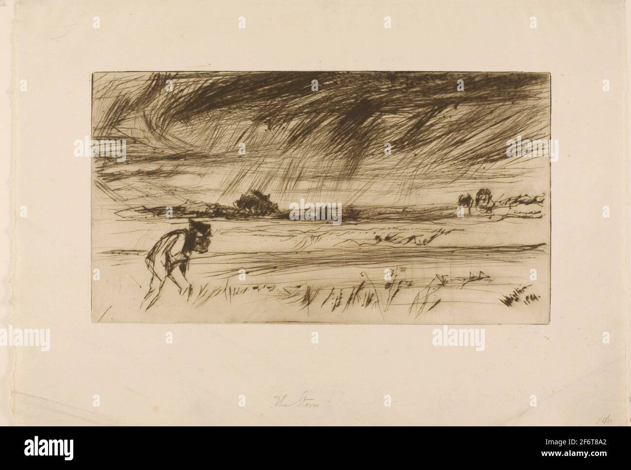 Author: James McNeill Whistler. The Storm - 1861 - James McNeill Whistler American, 1834-1903. Drypoint in dark brown ink on ivory laid paper. United Stock Photo