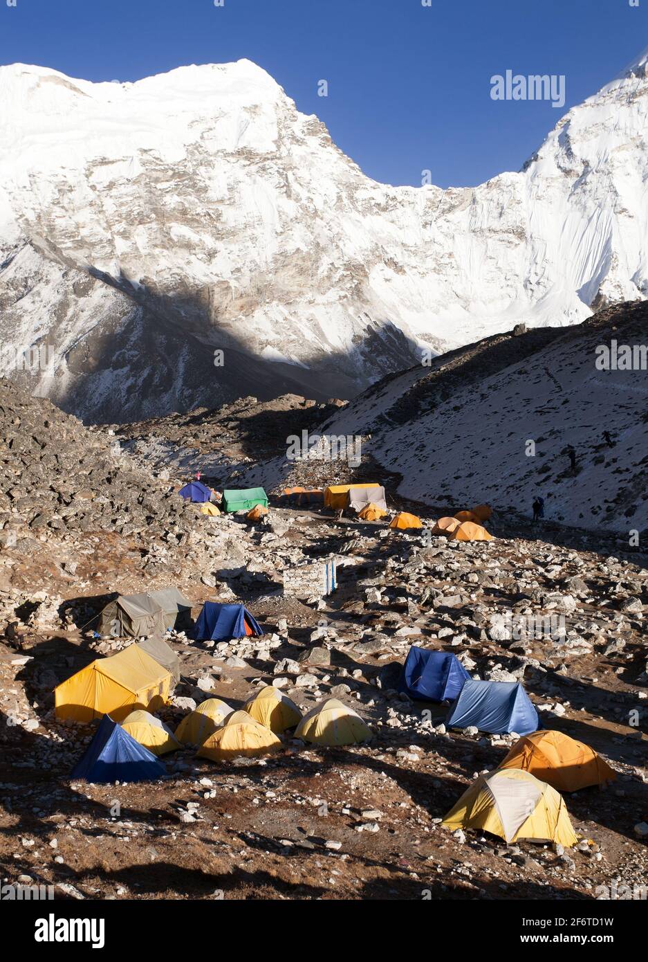 Base Camp of Island Peak (Imja Tse) near Mount Everest, Khumbu valley, Sagarmatha national park, Nepal Stock Photo