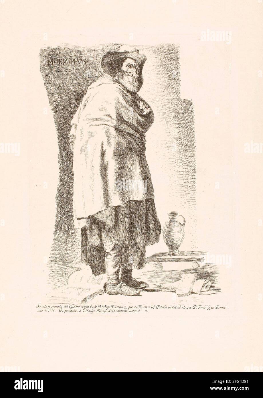 Author: Francisco Jos de Goya y Lucientes. Menippus - 1778 - Francisco Jos de Goya y Lucientes (Spanish, 1746-1828) after Diego Velzquez (Spanish, Stock Photo