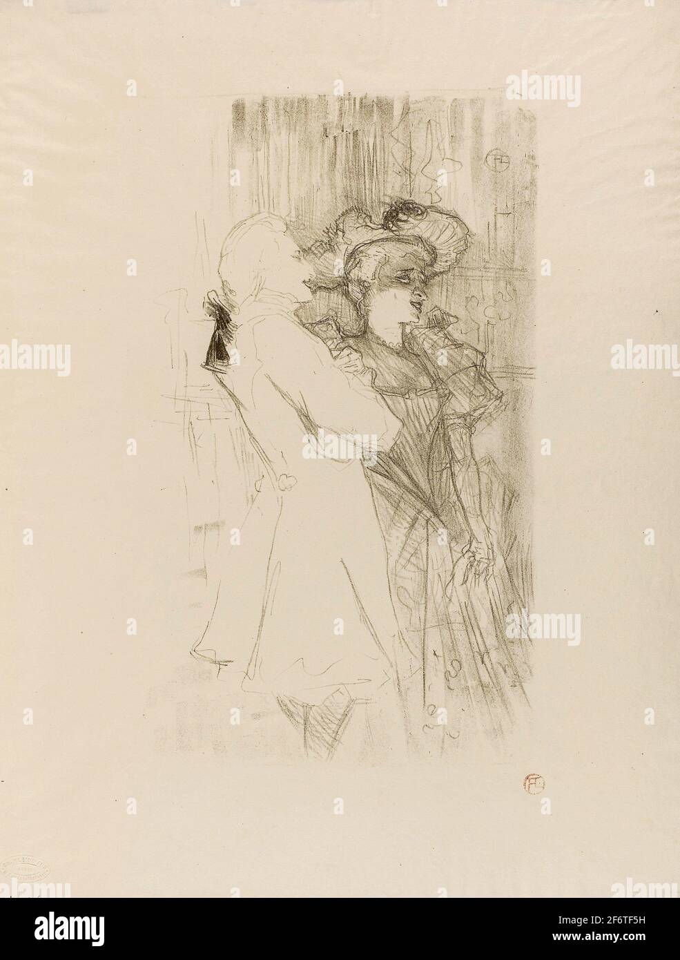 Author: Henri de Toulouse-Lautrec. Lender and Auguez in La Chanson de Fortunio - 1895 - Henri de Toulouse-Lautrec French, 1864-1901. Color lithograph Stock Photo