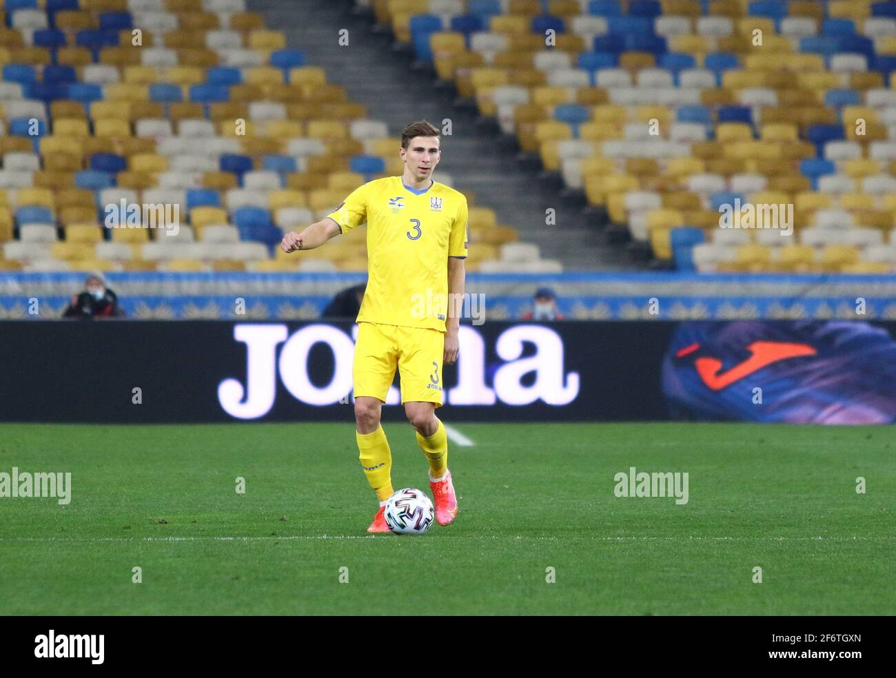 KYIV UKRAINE MARCH 28 2021 Defender Illia Zabarnyi Of Ukraine kyiv-ukraine-march-28-2021-defender-illia-zabarnyi-of-ukraine