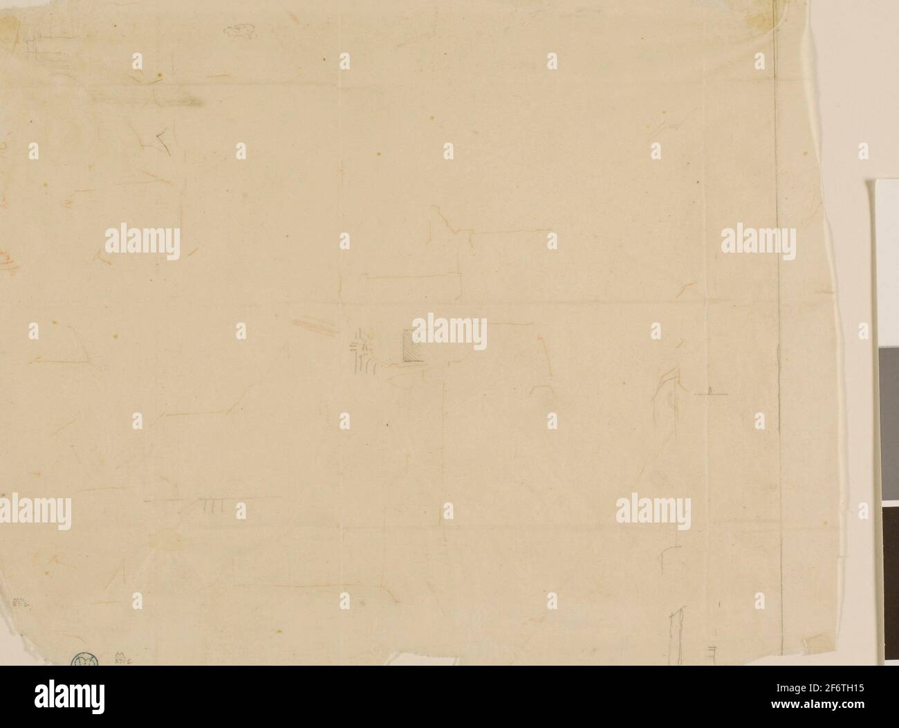 Graphite and colored pencil on tracing paper hires stock photography