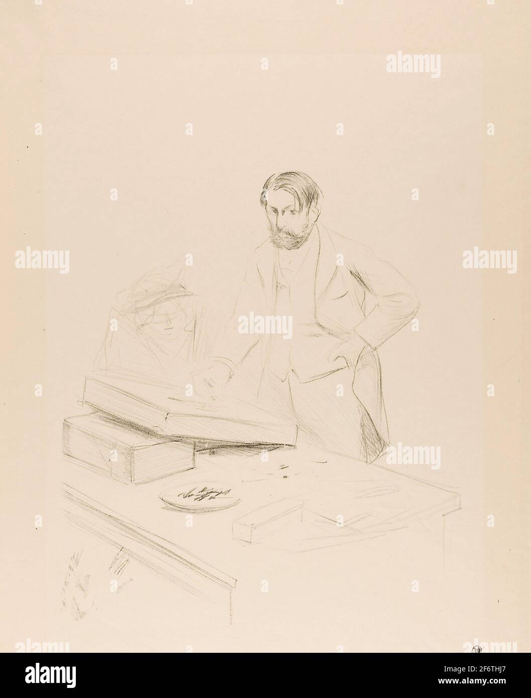 Author: Jean Louis Forain. Forain, Lithographer - c. 1895 - Jean Louis Forain French, 1852-1931. Lithograph on white vellum paper. 1890 - 1900. Stock Photo