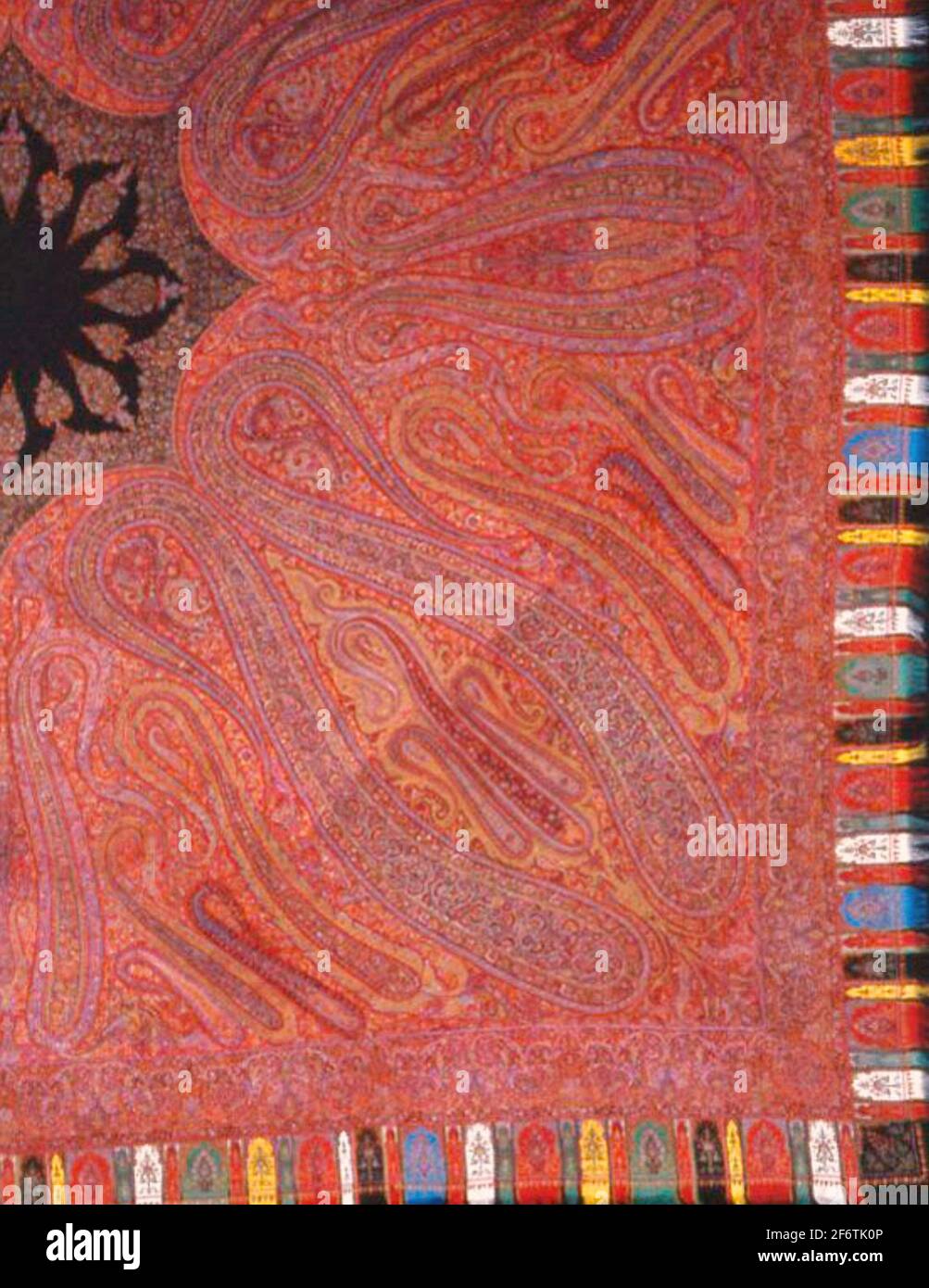 Square Shawl c. 1860 India. Wool, double interlocking 22 twill