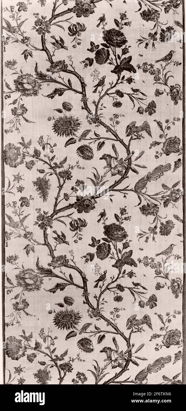 Panel (Furnishing Fabric) - 1780 - 1800 - France. Cotton, plain weave;  quilted; block printed. 1780 - 1800 Stock Photo - Alamy