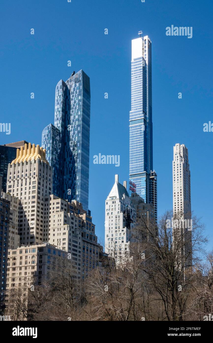Midtown Skyline with Supertall Condos as viewed from Central Park, NYC, USA Stock Photo