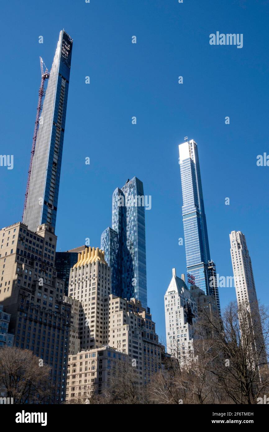 Midtown Skyline with Supertall Condos as viewed from Central Park, NYC, USA Stock Photo