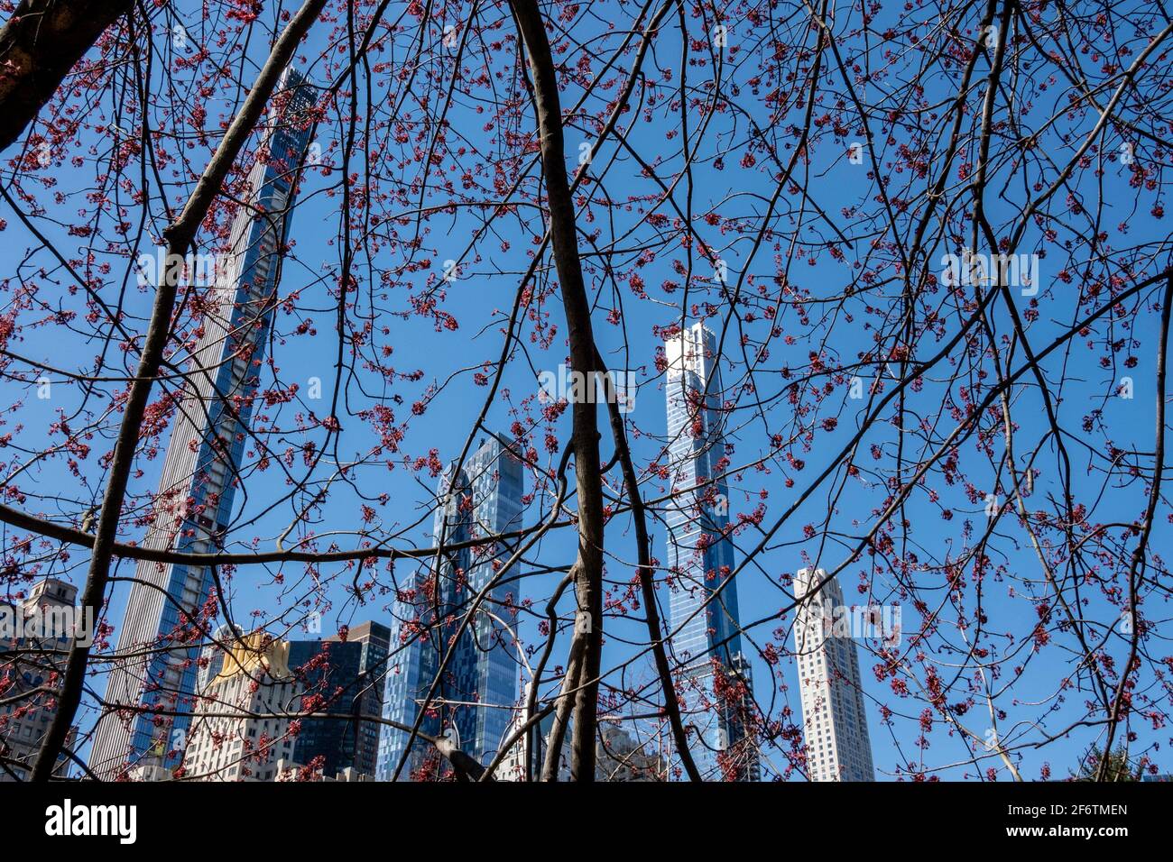 Midtown Skyline with Supertall Condos as viewed from Central Park, NYC, USA Stock Photo