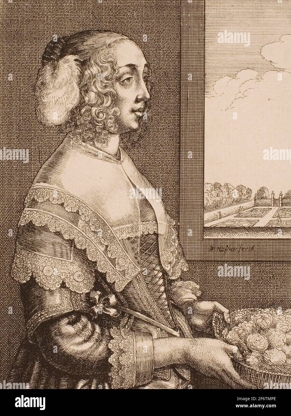 Author: Wenceslaus Hollar. Spring - 1644 - Wenceslaus Hollar Czech, 1607-1677. Etching on ivory laid paper. Bohemia. Stock Photo