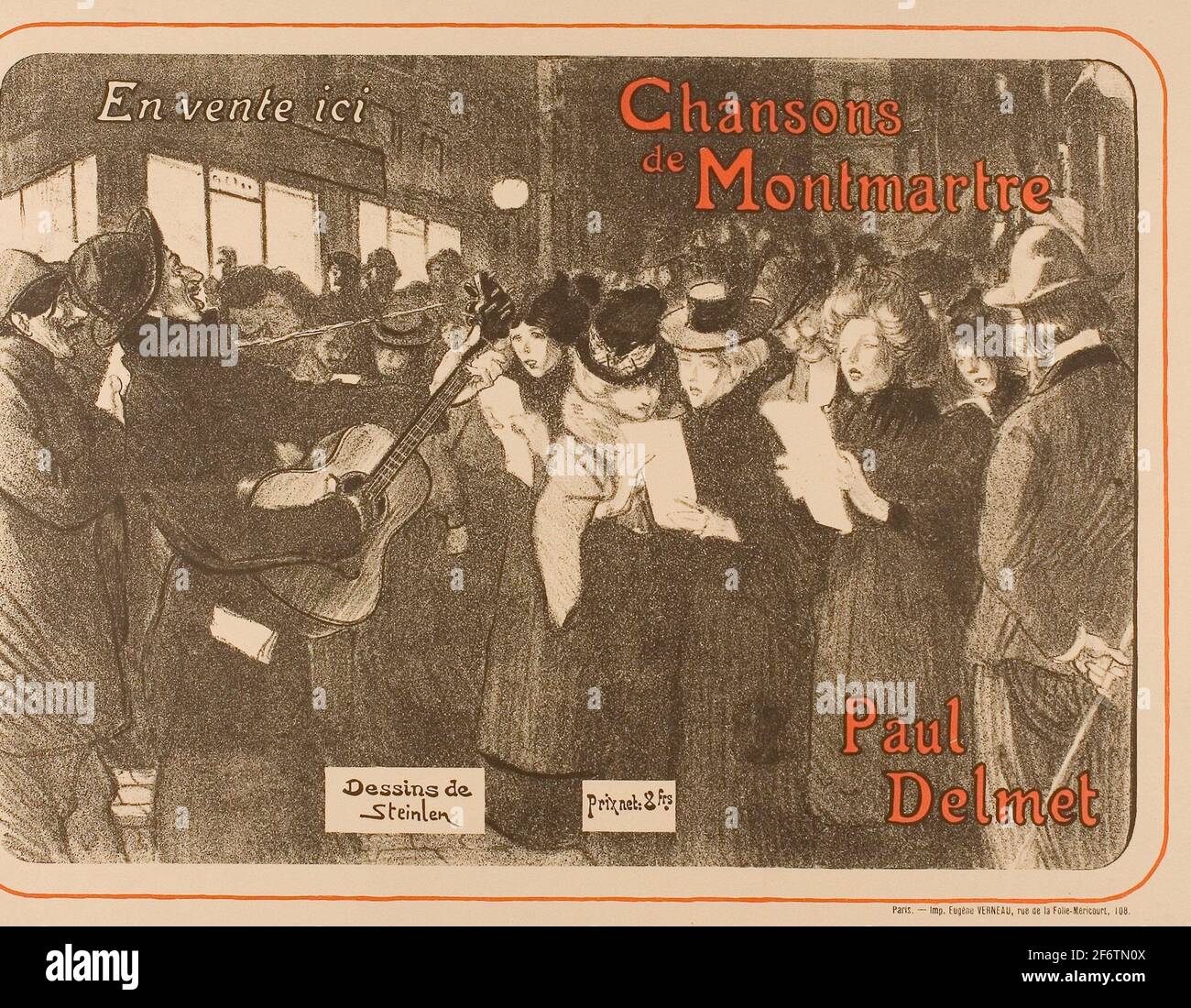 Author: Thophile-Alexandre Pierre Steinlen. Chansons de Montmartre - 1899 - Thophile-Alexandre Steinlen French, born Switzerland, 1859-1923. Stock Photo
