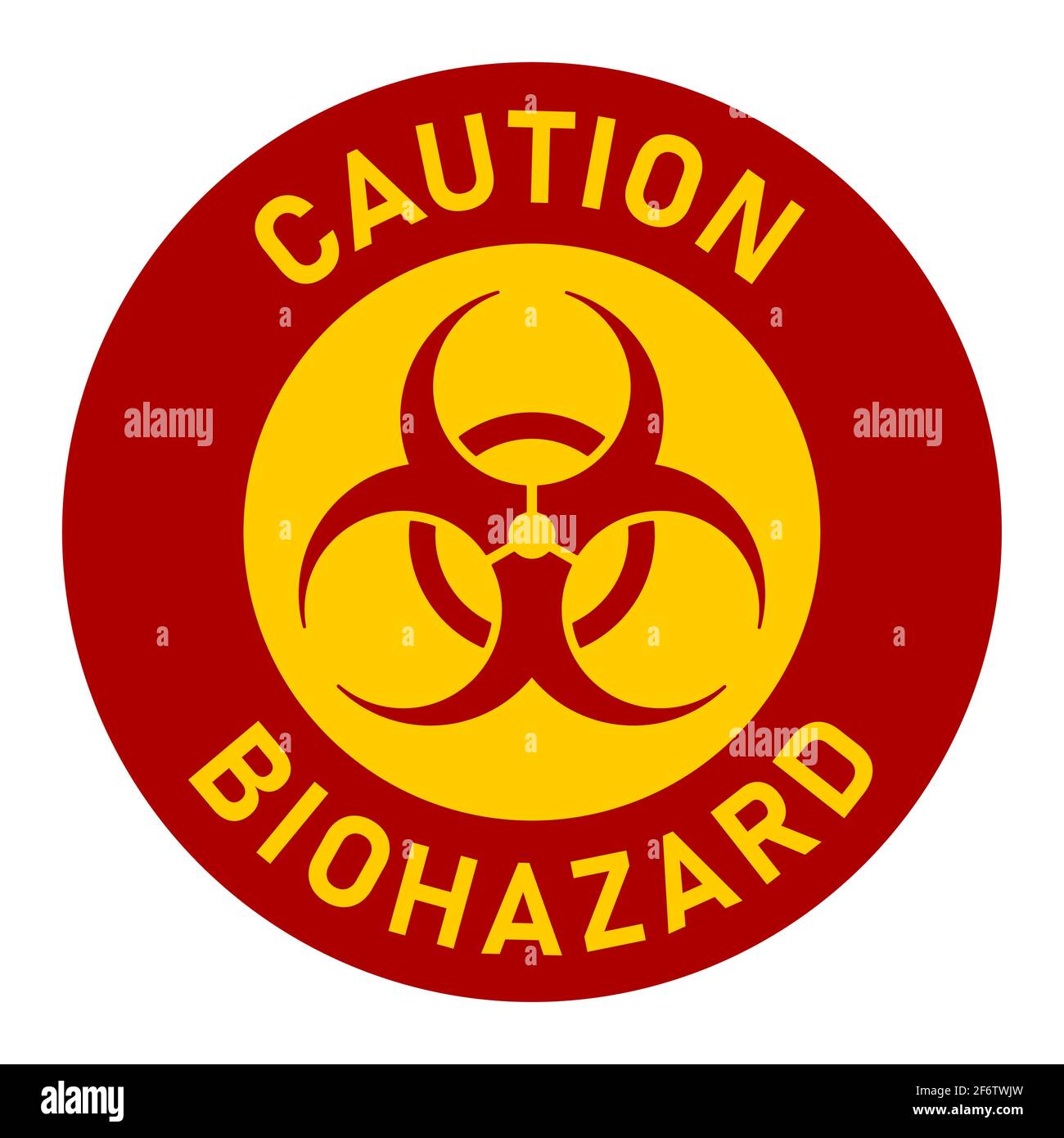 Caution Biohazard or Biological Hazard or Quarantine Round Adhesive or