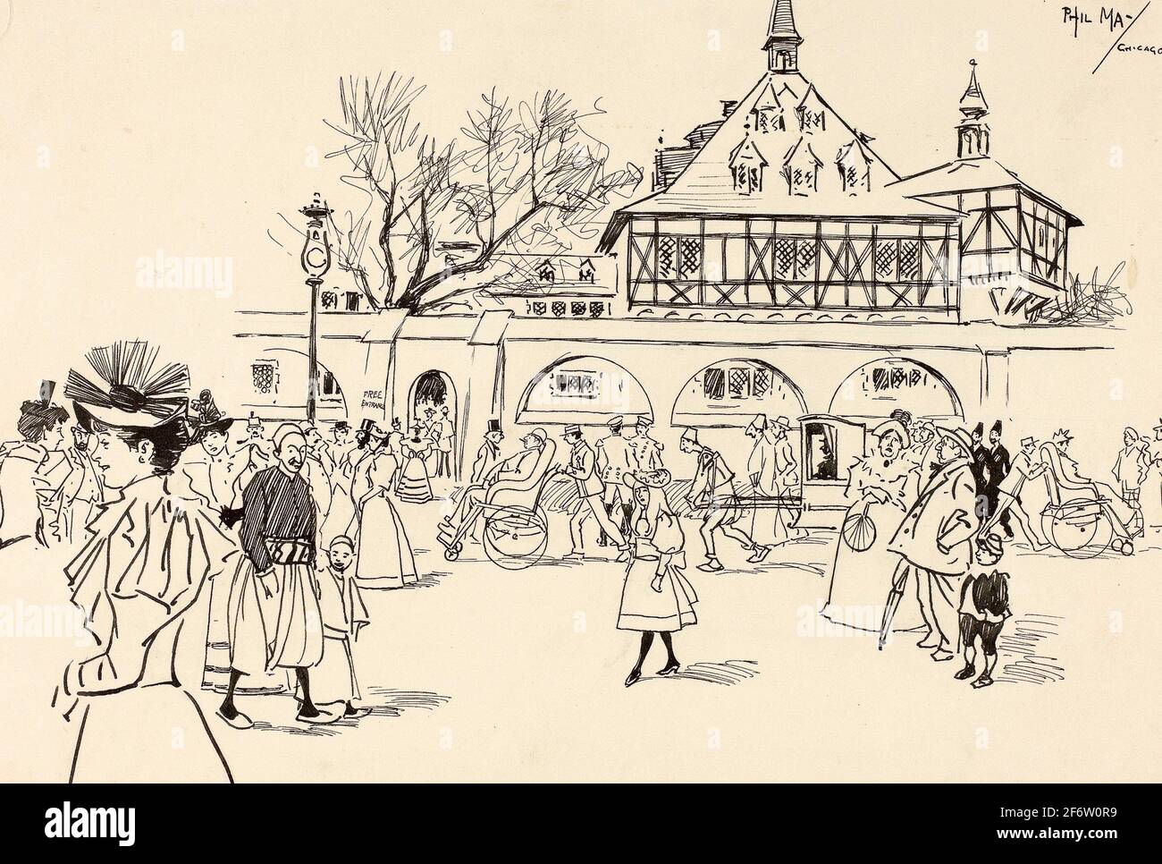 Author: Philip William May. Sketch in the Midway Plaisance - 1893 ...