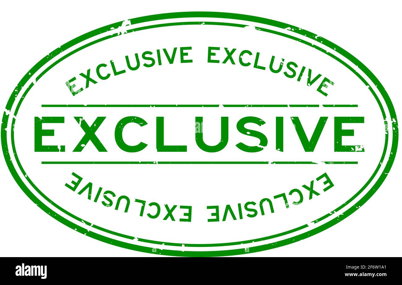 Grunge green exclusive word oval rubber seal stamp on white background ...