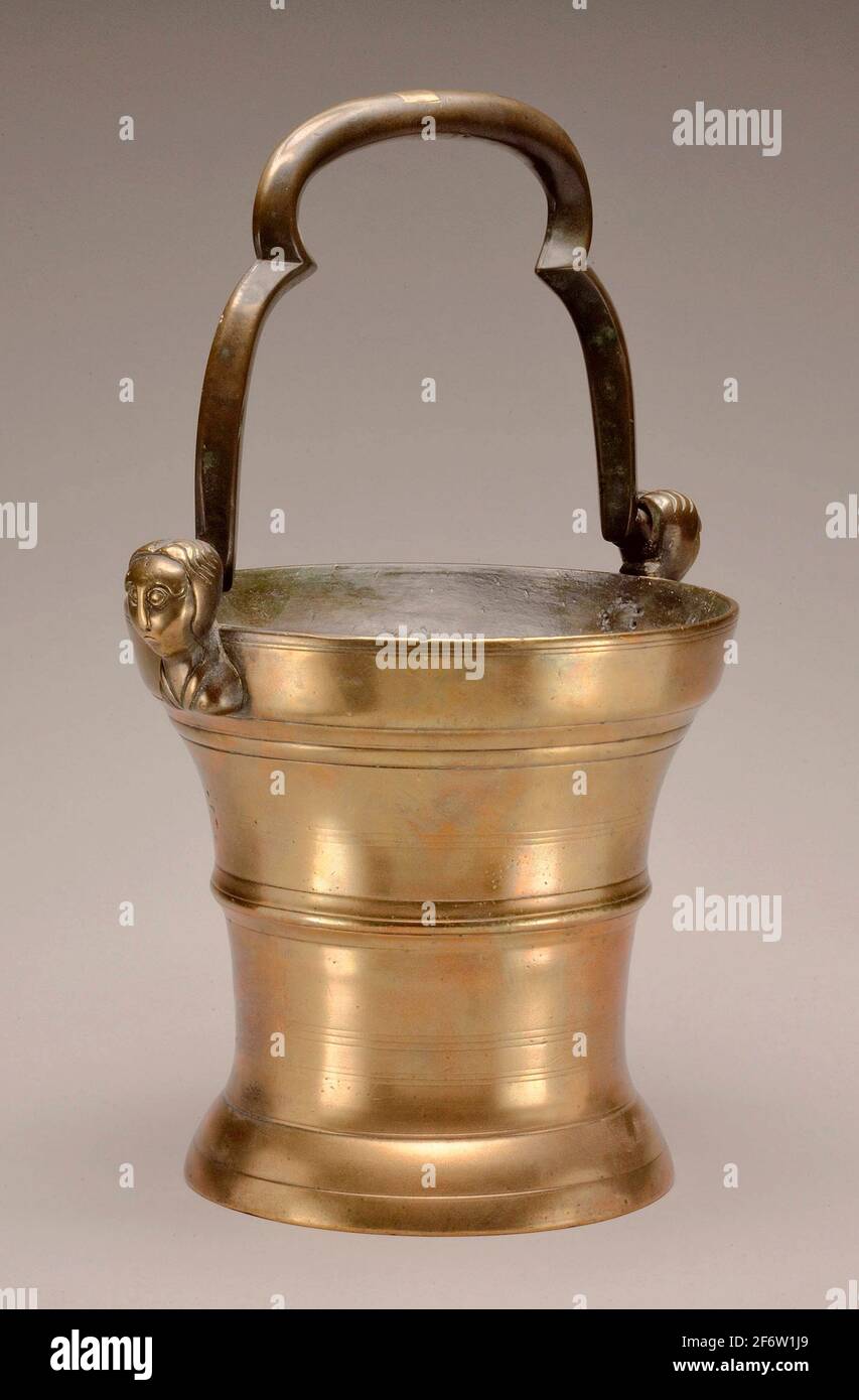 Bucket - 1500/1525 - South Netherlandish, Valley of the River Meuse. Brass. 1400'1500. Flanders. Stock Photo