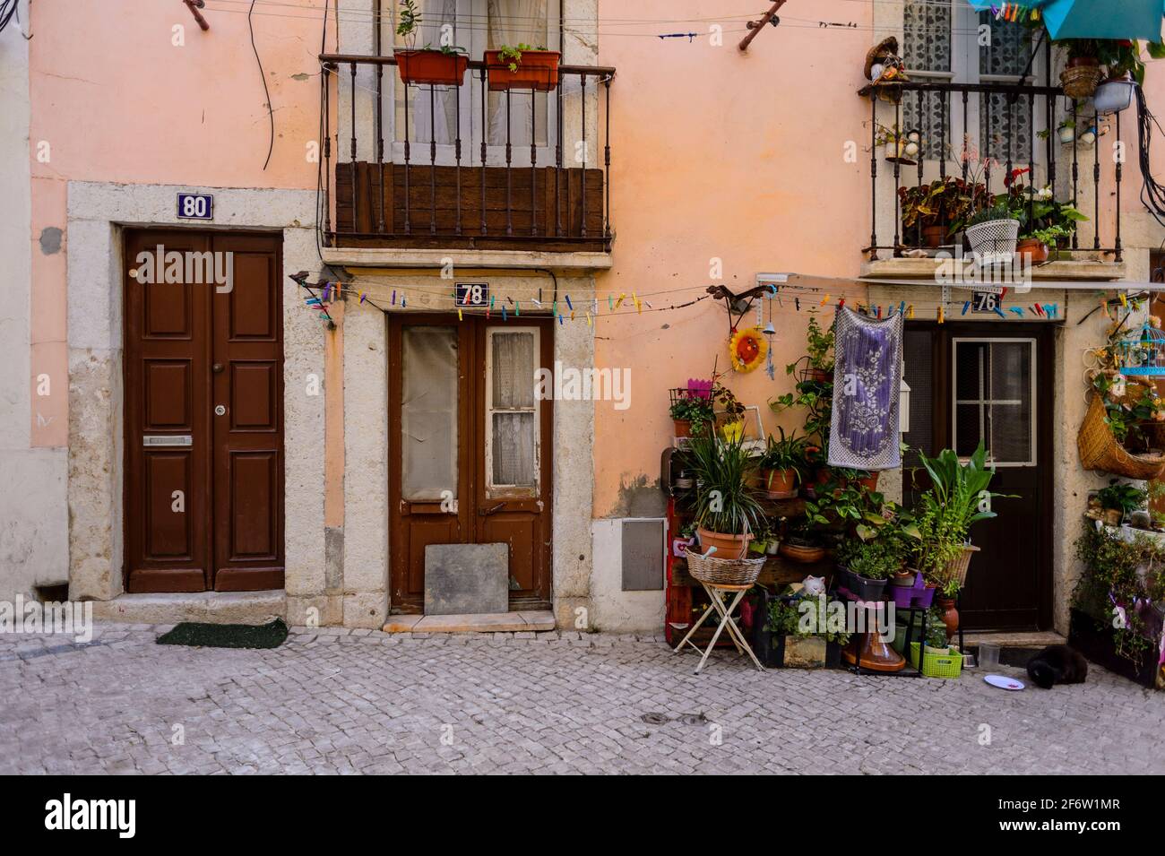 Colorful houses in Lisbon Stock Photo
