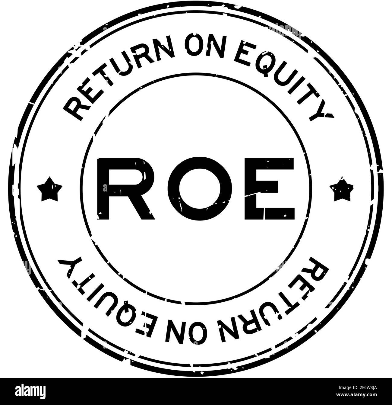 Grunge black ROE (Abbbreviation of Return on equity) word round rubber seal stamp on white background Stock Vector