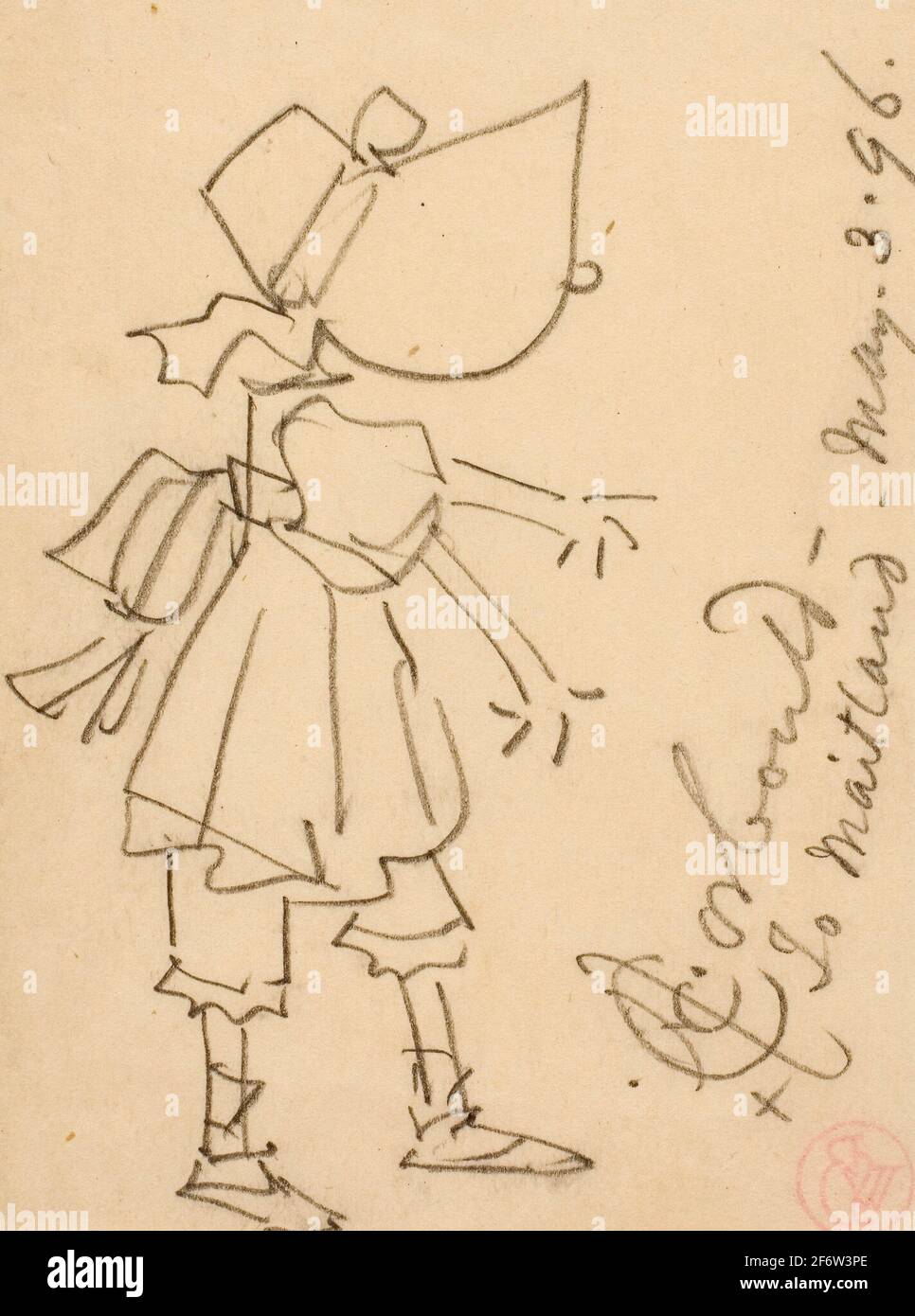Author: Edward Henry Corbould. Girl in Bonnet - 1896 - Edward Henry Corbould English, 1815-1905. Graphite drawing on paper. England. Stock Photo