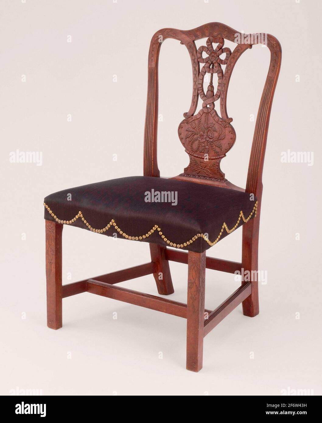 Side Chair - c. 1780 - 90 - American Boston, Roxbury, or Salem, Massachusetts. Mahogany, white pine, and maple. 1780 - 1790. Stock Photo