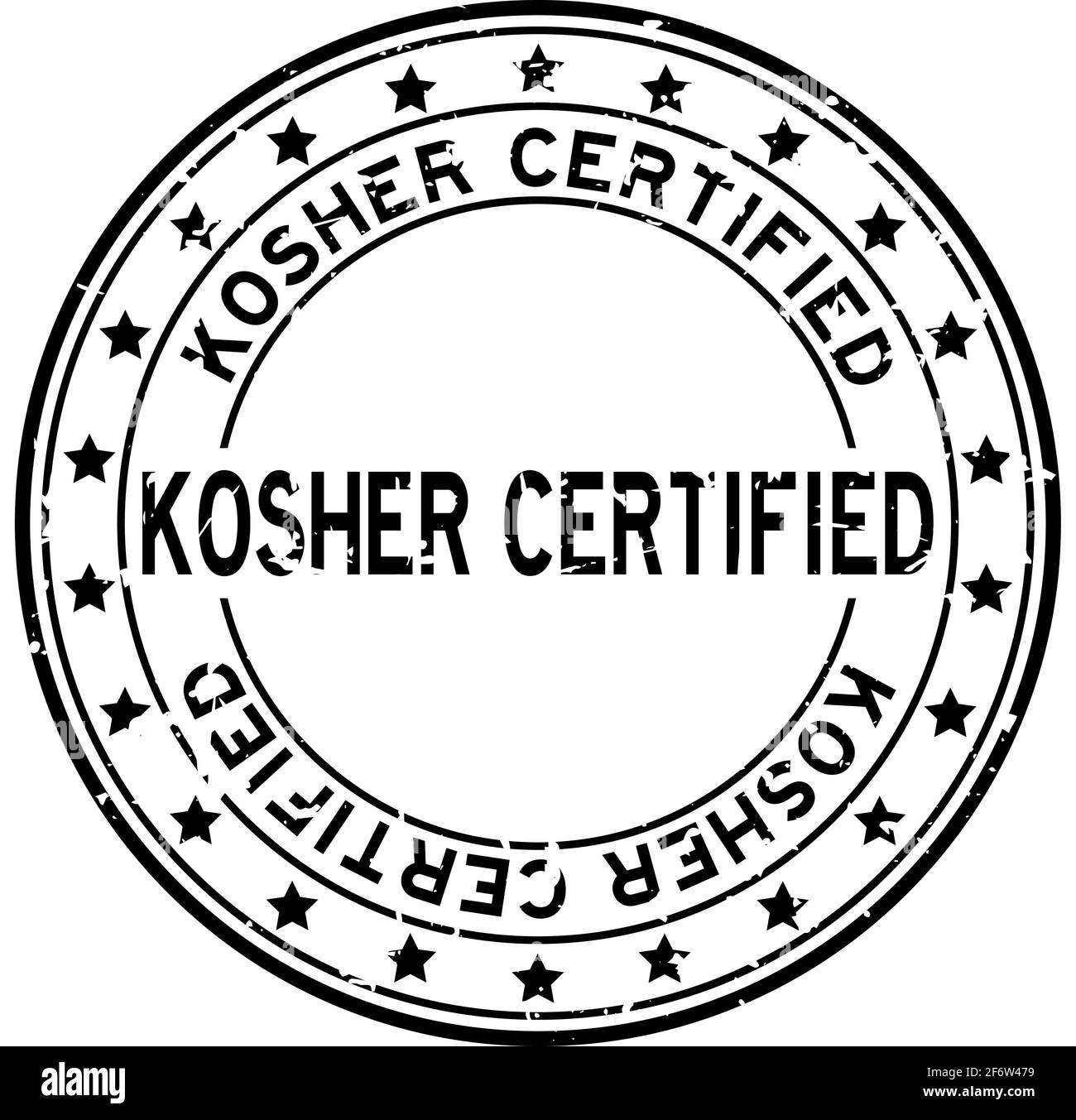 Grunge black kosher certified word squre rubber seal stamp on white background Stock Vector
