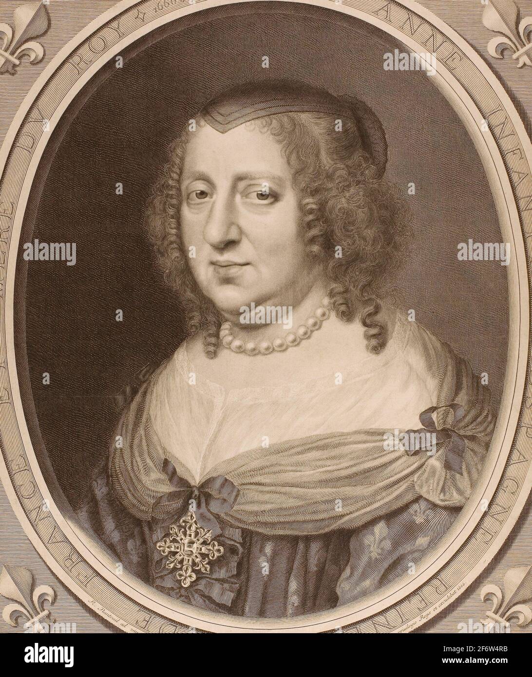 Author: Robert Nanteuil. Anne of Austria - 1666 - Robert Nanteuil French, 1623-1678. Engraving on paper. France. Stock Photo