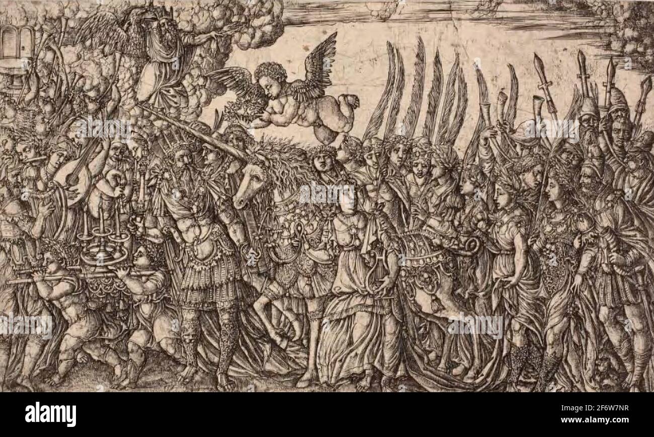 Author: Jean Duvet. Triumph of the Unicorn - 1540 - 50 - Jean Duvet French, 1485-after 1561. Engraving on paper. 1540 - 1550. France. Stock Photo