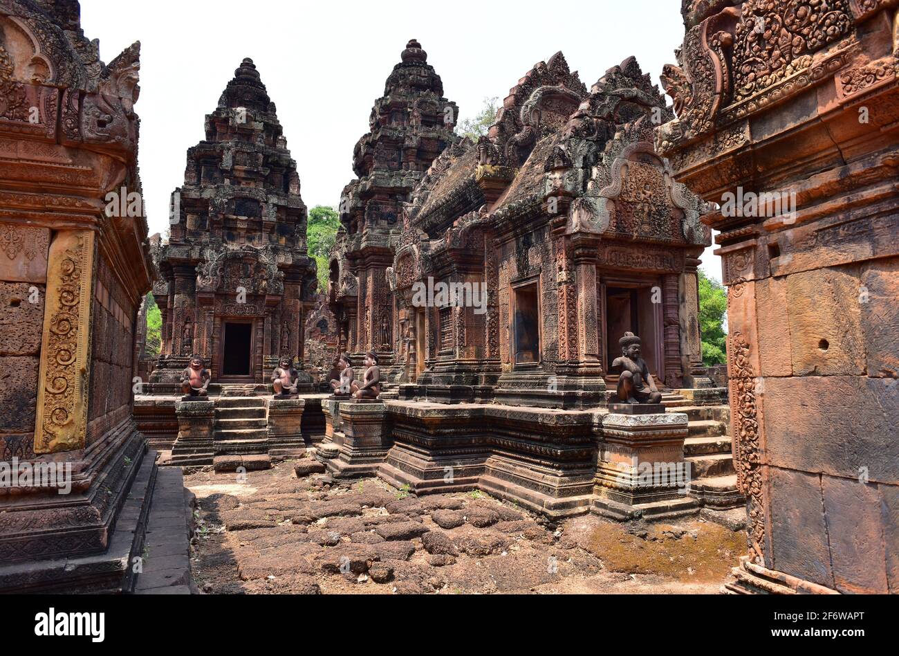 Banteay Srei or Banteay Srey is an hindu temple dedicated to Shiva, from 10th century. Angkor, Cambodia. Stock Photo