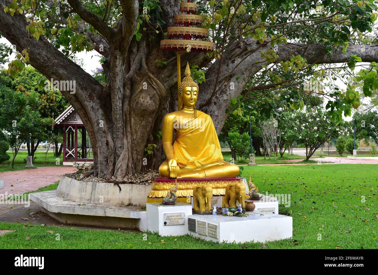 Ayutthaya, Buddha statue on Bang Pa-In Palace. Phra Nakhon Si Ayutthaya, Thailand. Stock Photo