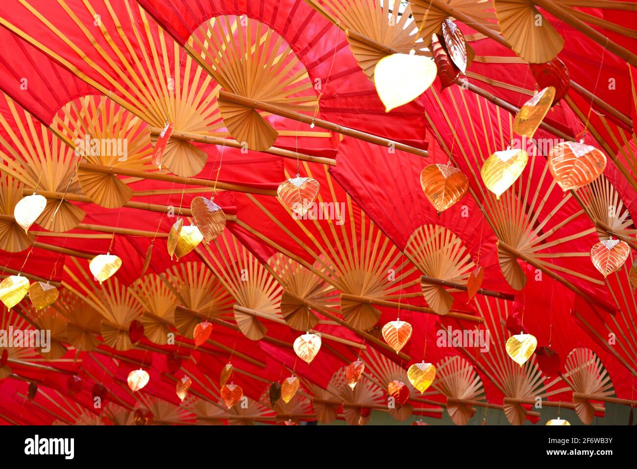 Chiang Mai, ornamental fans. Thailand. Stock Photo