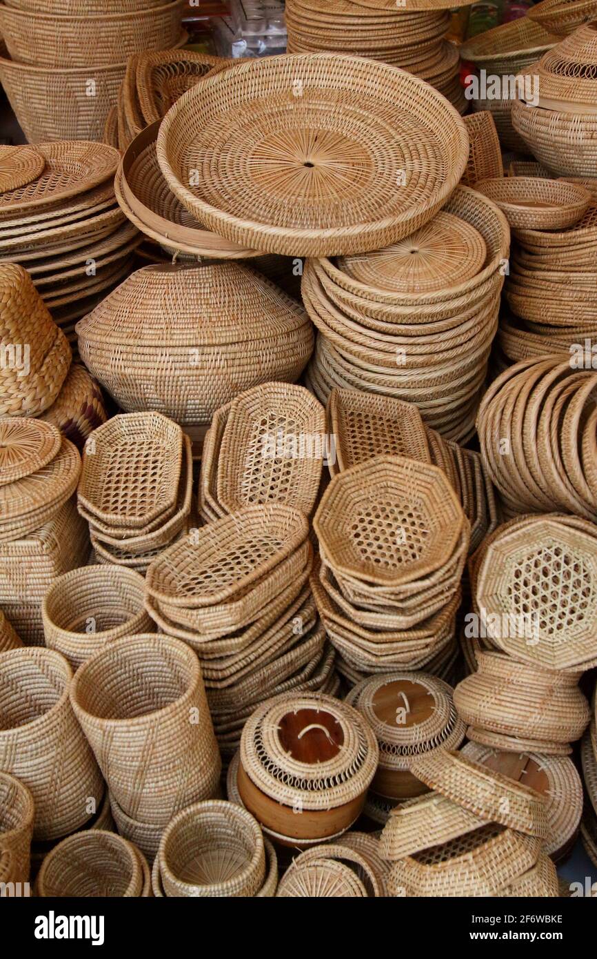 Rattan basket handicrafts, Cambodia Stock Photo