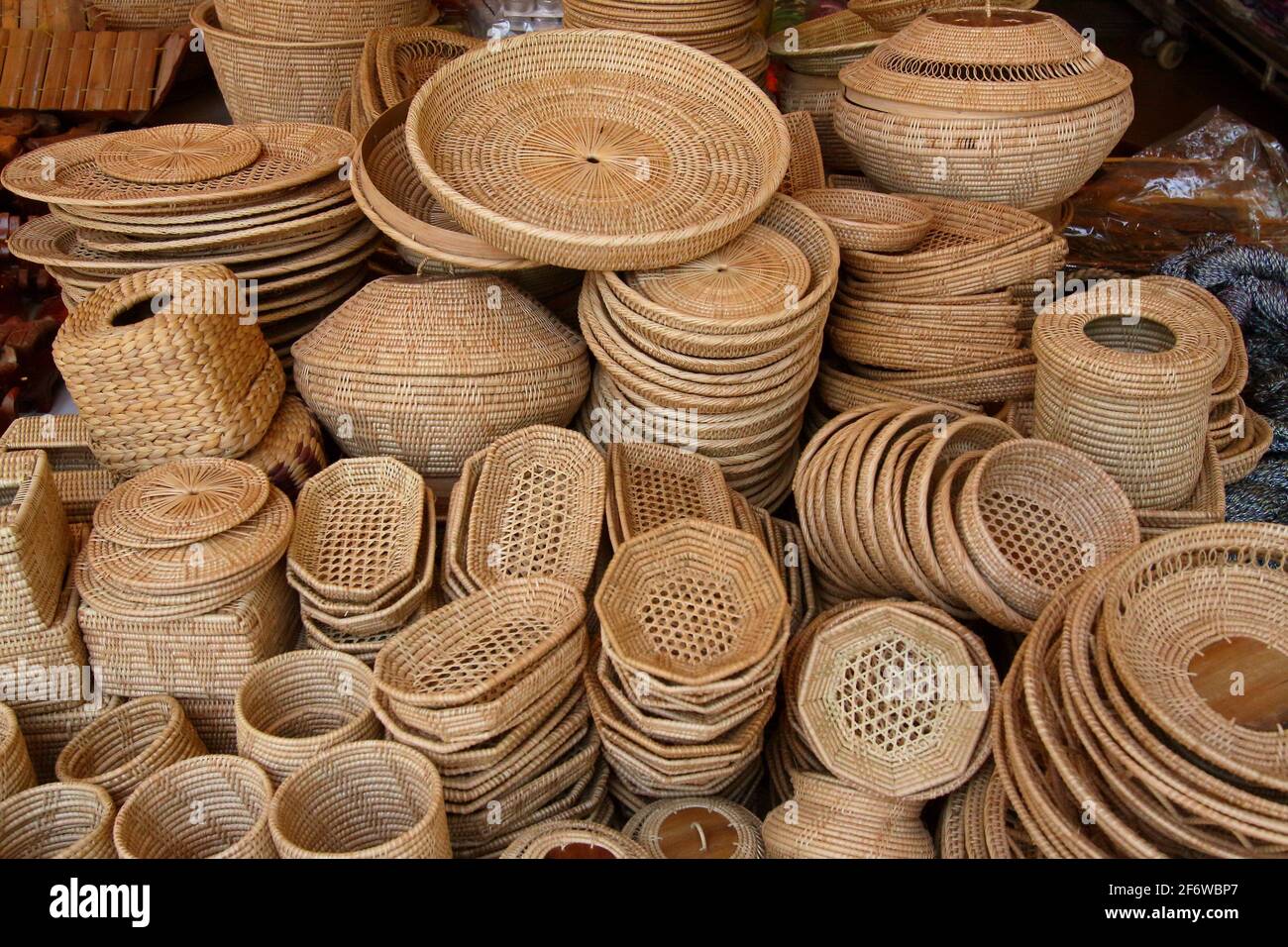 Rattan basket handicrafts, Cambodia Stock Photo