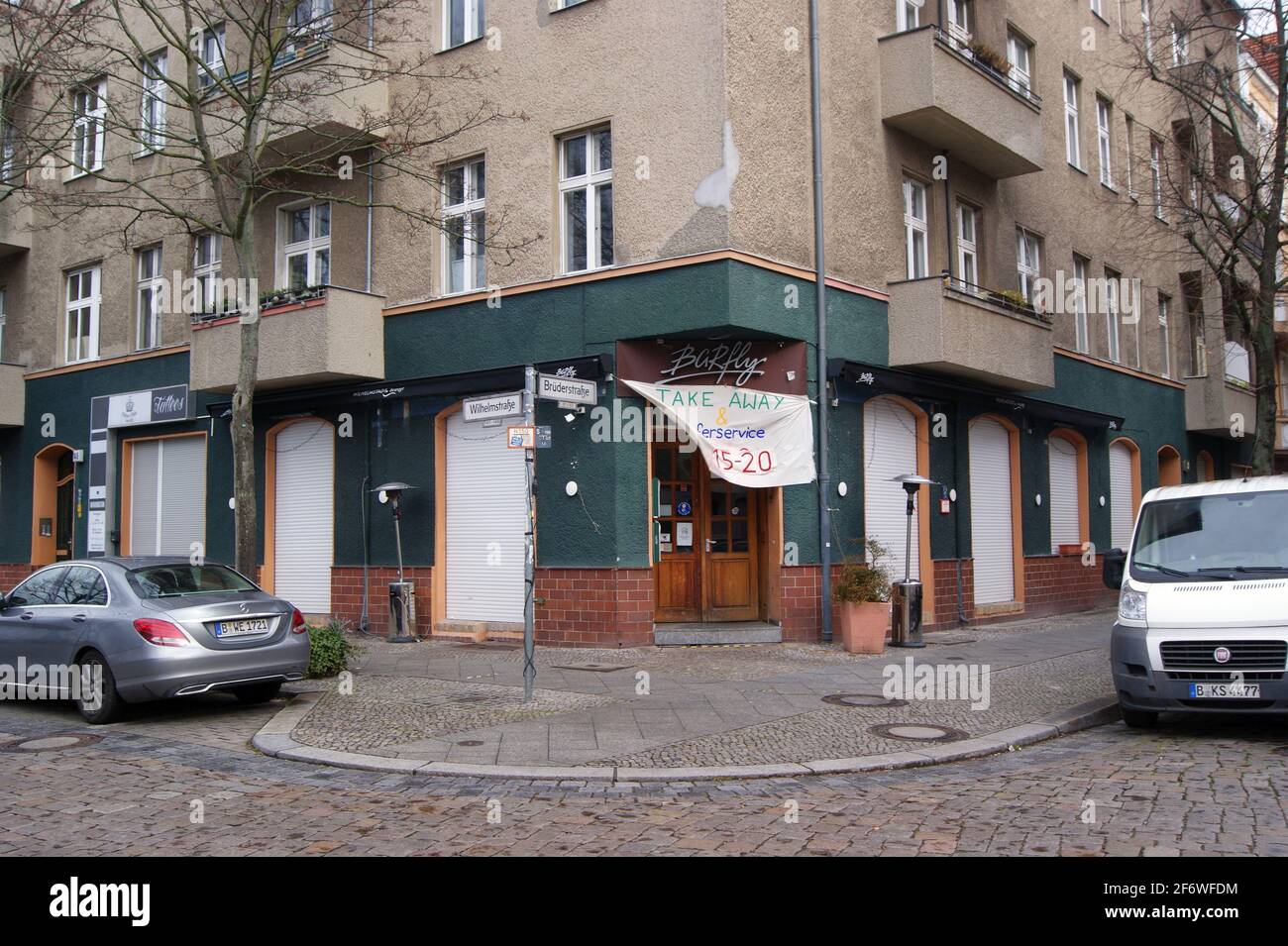 Cafe Barfly in Berlin-Spandau während der Corona-Pandemie Stock Photo