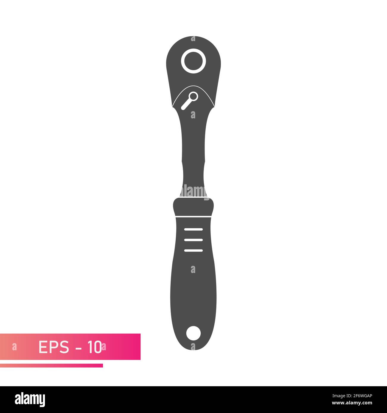 Ratchet wrench with handle. Solid design. On a white background. Tools