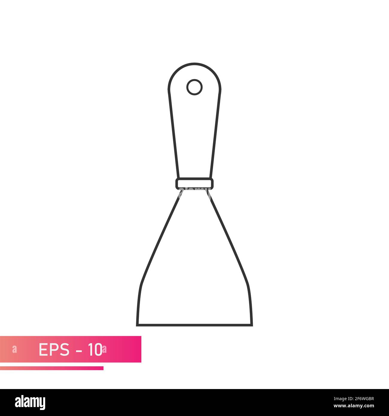 A narrow construction spatula. Linear design. On a white background