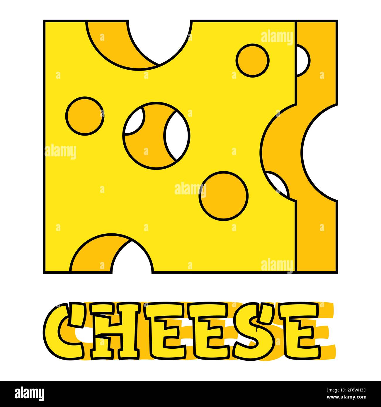 minimal cheese logo of two slices of different shades with a stroke 2 Stock Vector