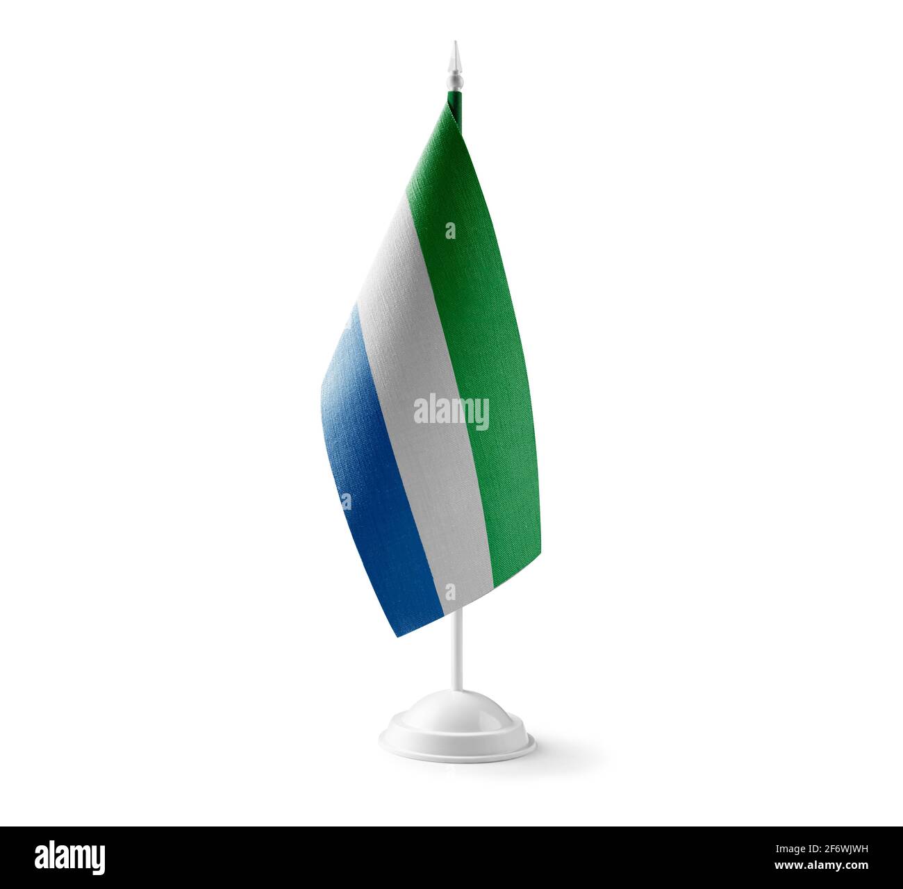Small national flag of the Sierra Leone on a white background Stock ...
