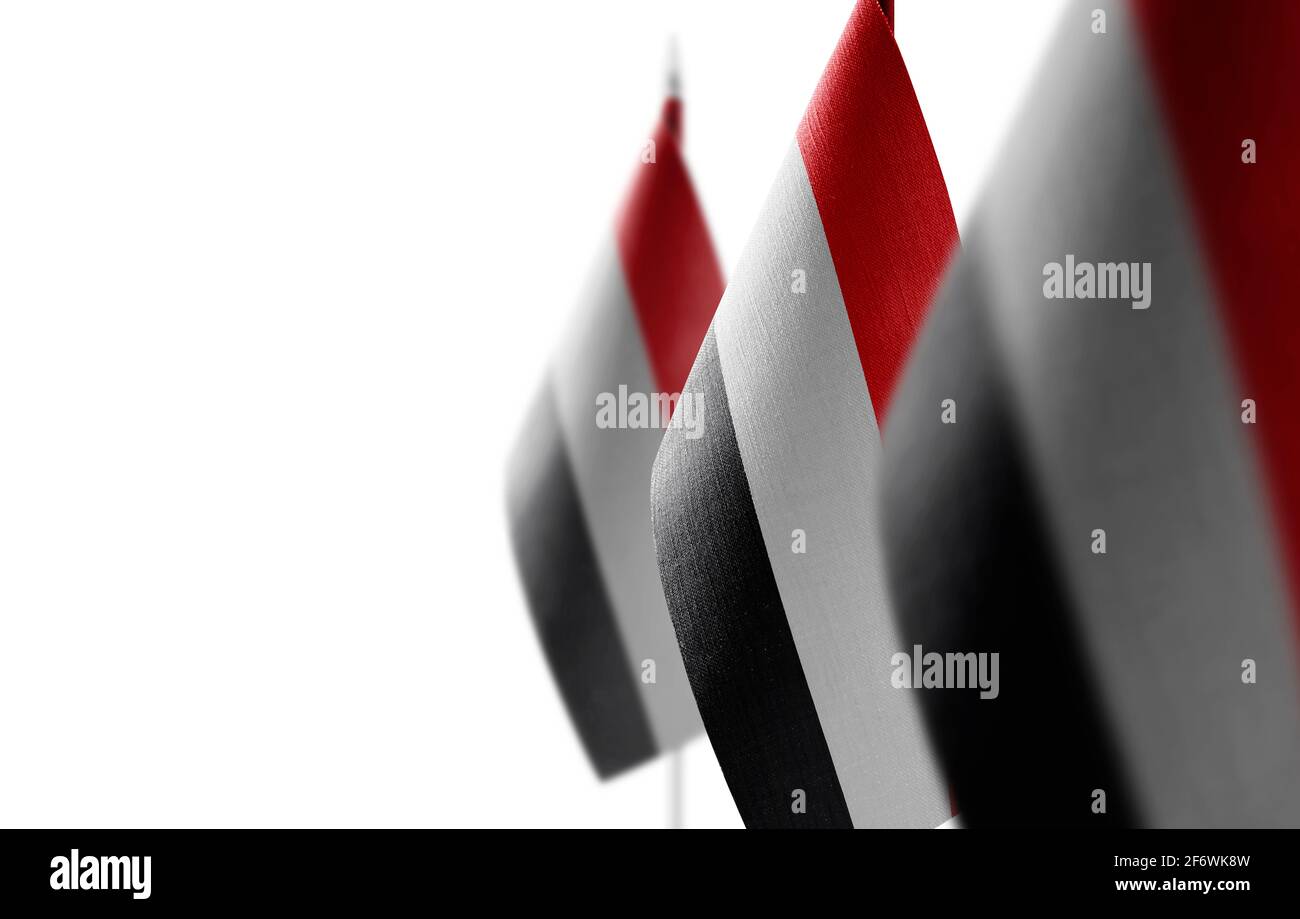 Small national flags of the Yemen on a white background Stock Photo Alamy