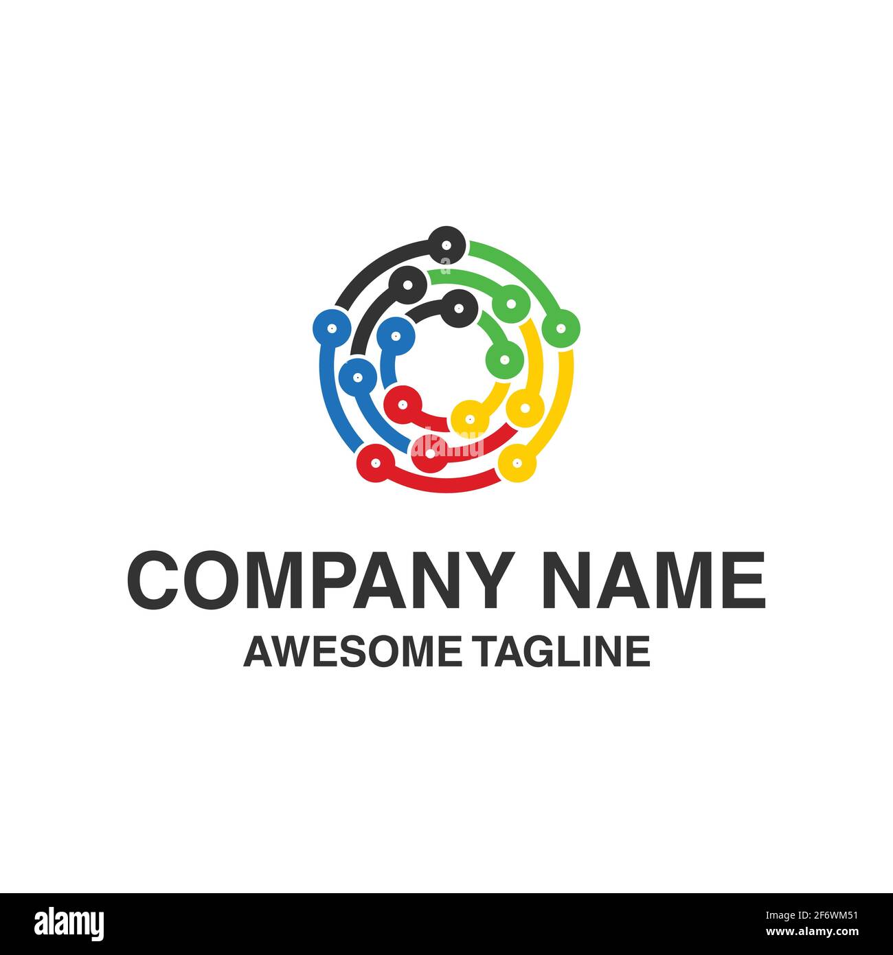 abstract circle line technology logo. computer technology logo. logo ...