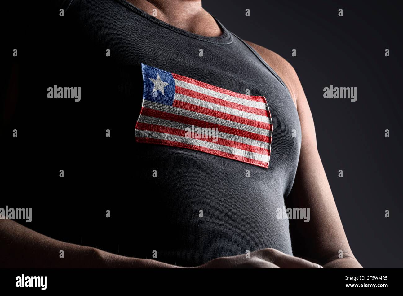 The national flag of Liberia on the athlete's chest Stock Photo Alamy