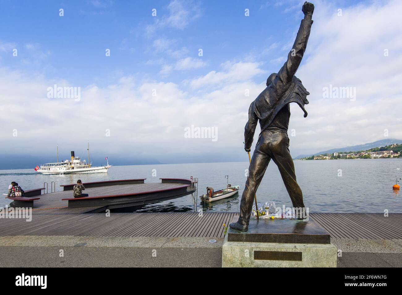 Freddie Mercury Statue On Waterfront Of Geneva Lake at Montreux