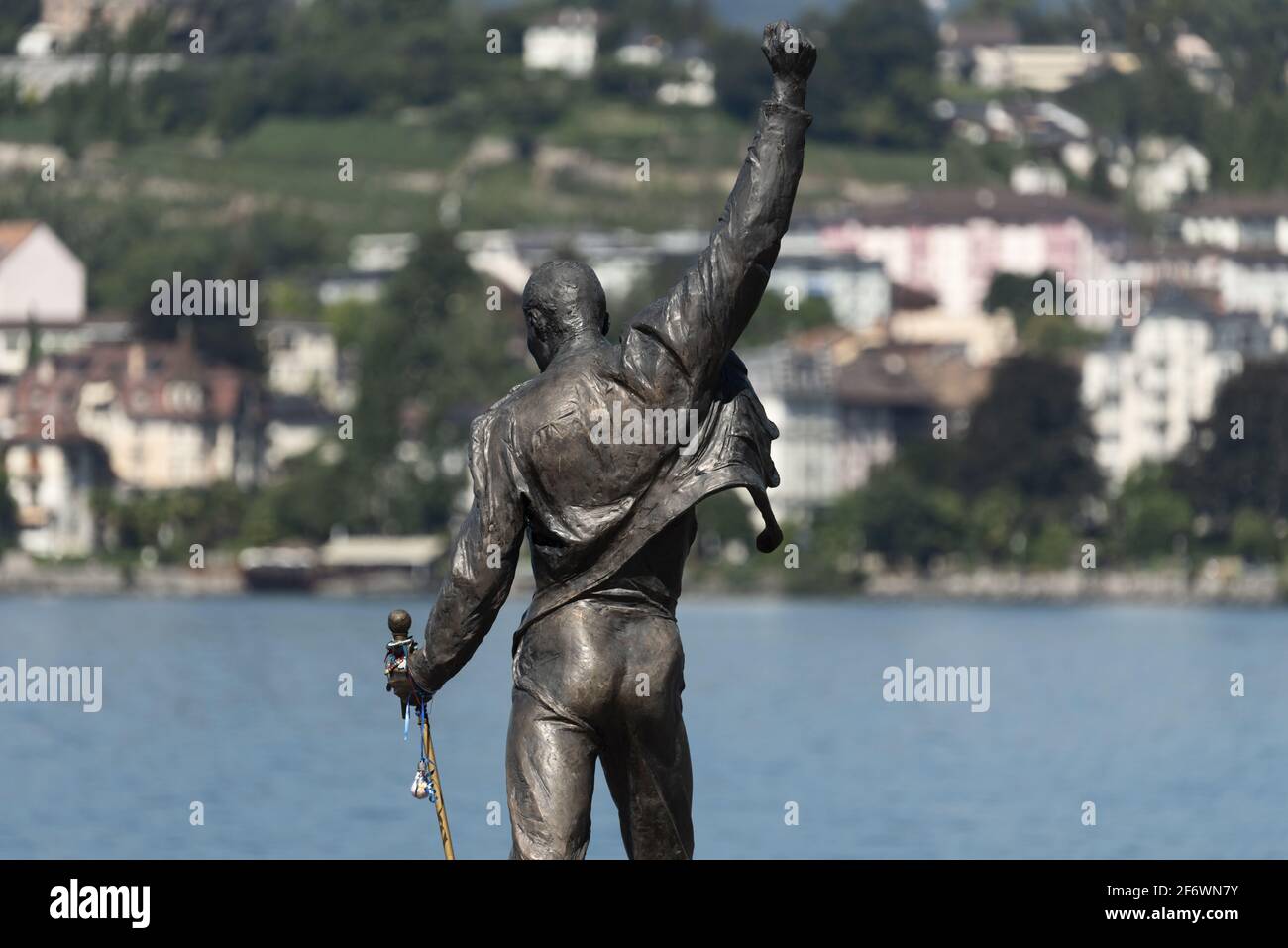 Freddie Mercury Statue On Waterfront Of Geneva Lake at Montreux