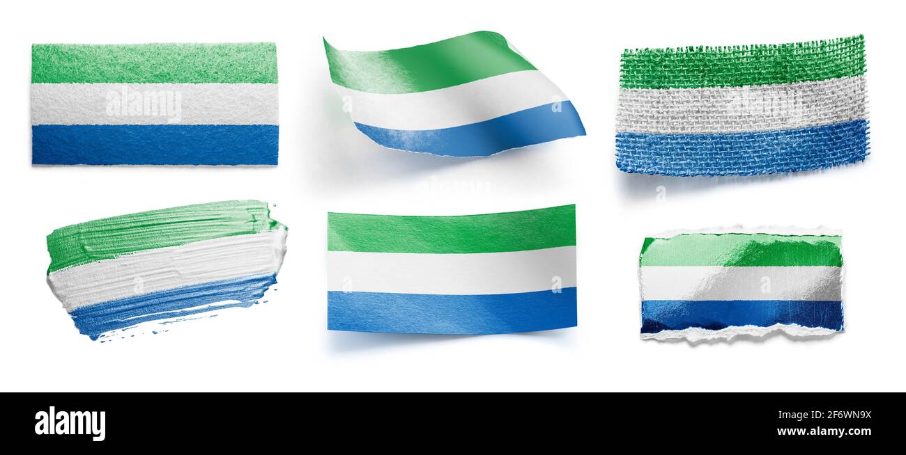 Set of the national flag of Sierra Leone on a white background Stock ...