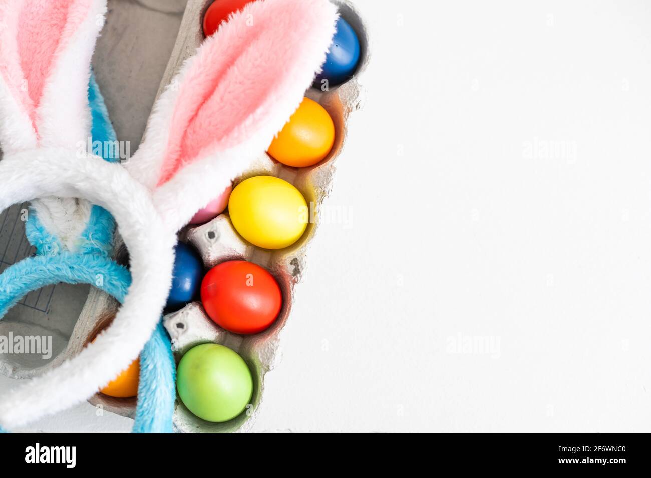 Colorful Easter Egg bottom border over a background. Copy space Stock Photo