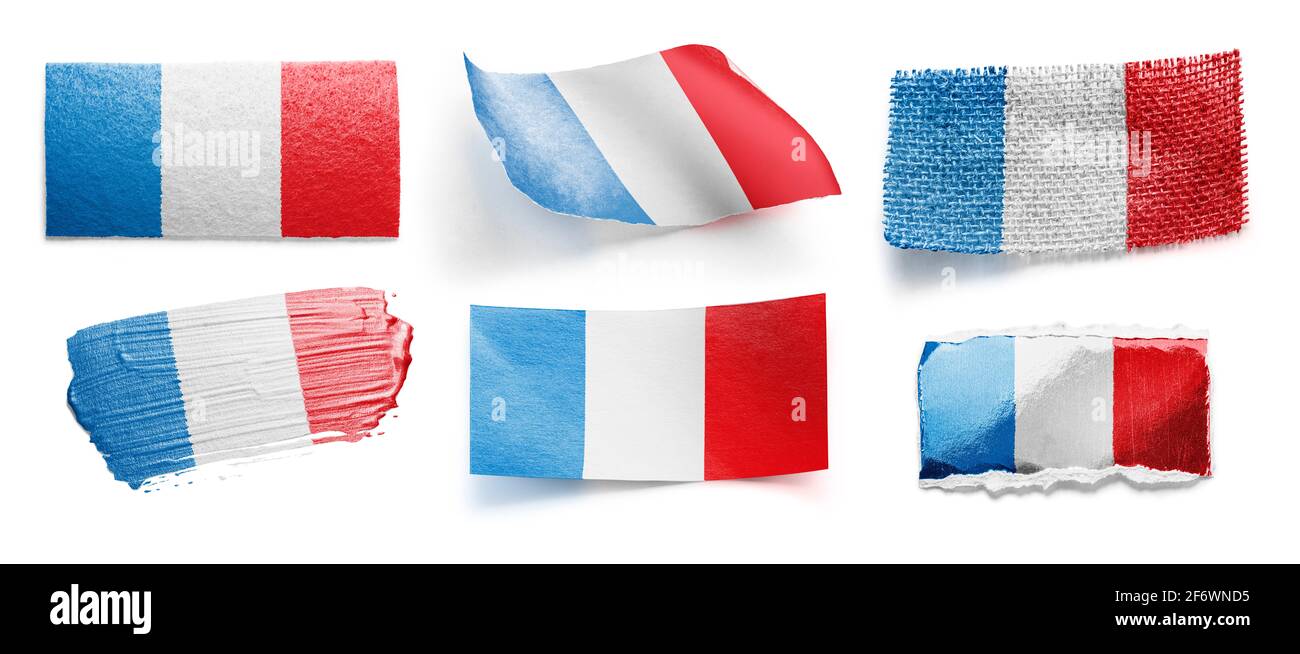 Set of the national flag of France on a white background Stock Photo