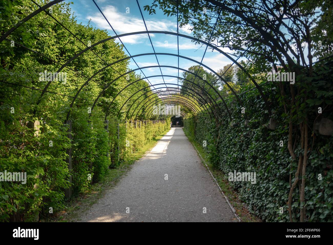 Mirabell garden pathway- Mirabellgarten in Salzburg, Austria Stock Photo