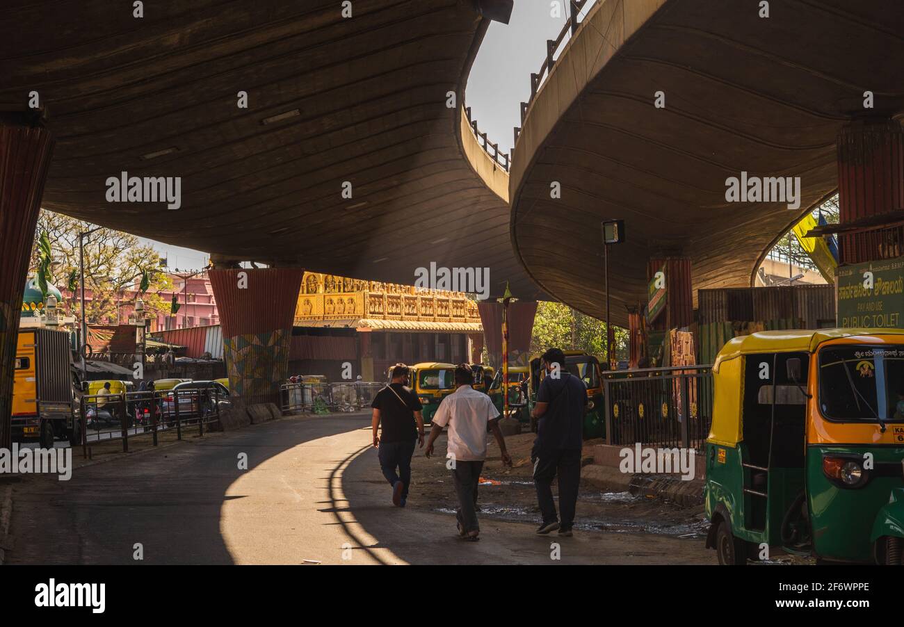 K.R.Market, Bangalore, India February 06,2021 Light rays passing